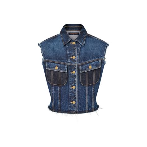 Veste sans manches en denim brut délavé 